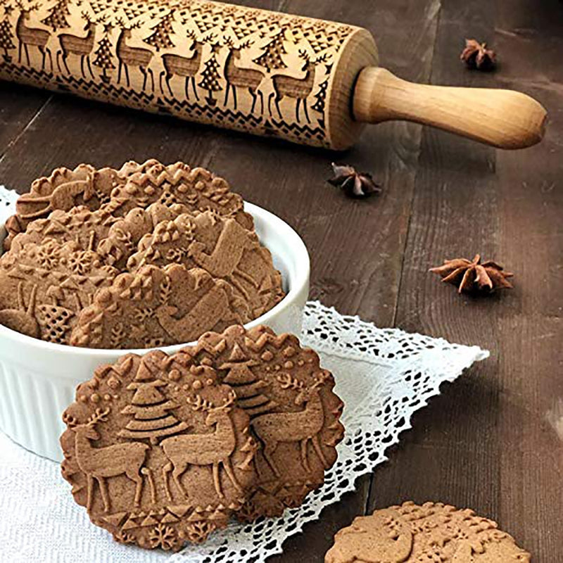 Christmas Embossing Rolling Pin