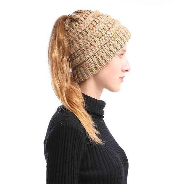 CuteBeanie™ Soft Knit Ponytail Beanie